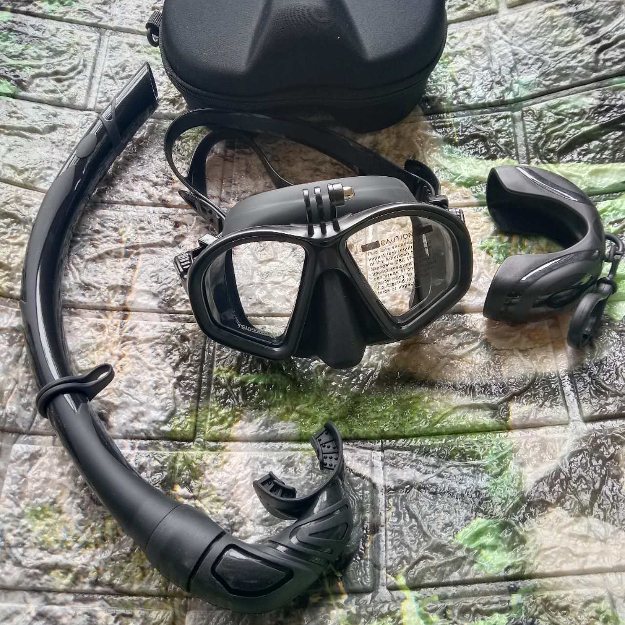 Snorkel Mask Fins Set, Travel Size Snorkeling Gear for Adults 