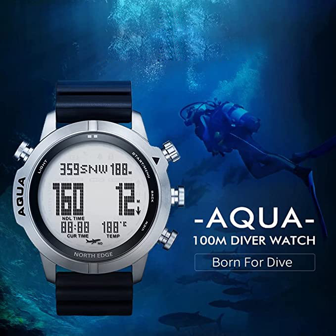 Dive Computer Watches for Men, Scuba Diving Watches - Men's Wrist Watches with Compass, Altimeter, Barometer, Pedometer 