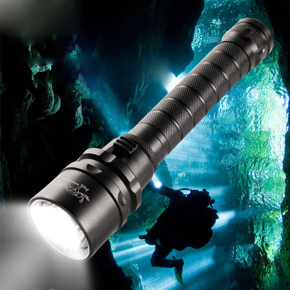 Scuba Diving Flashlight Dive Torch 2000 Lumen Waterproof Underwater 50-100M
