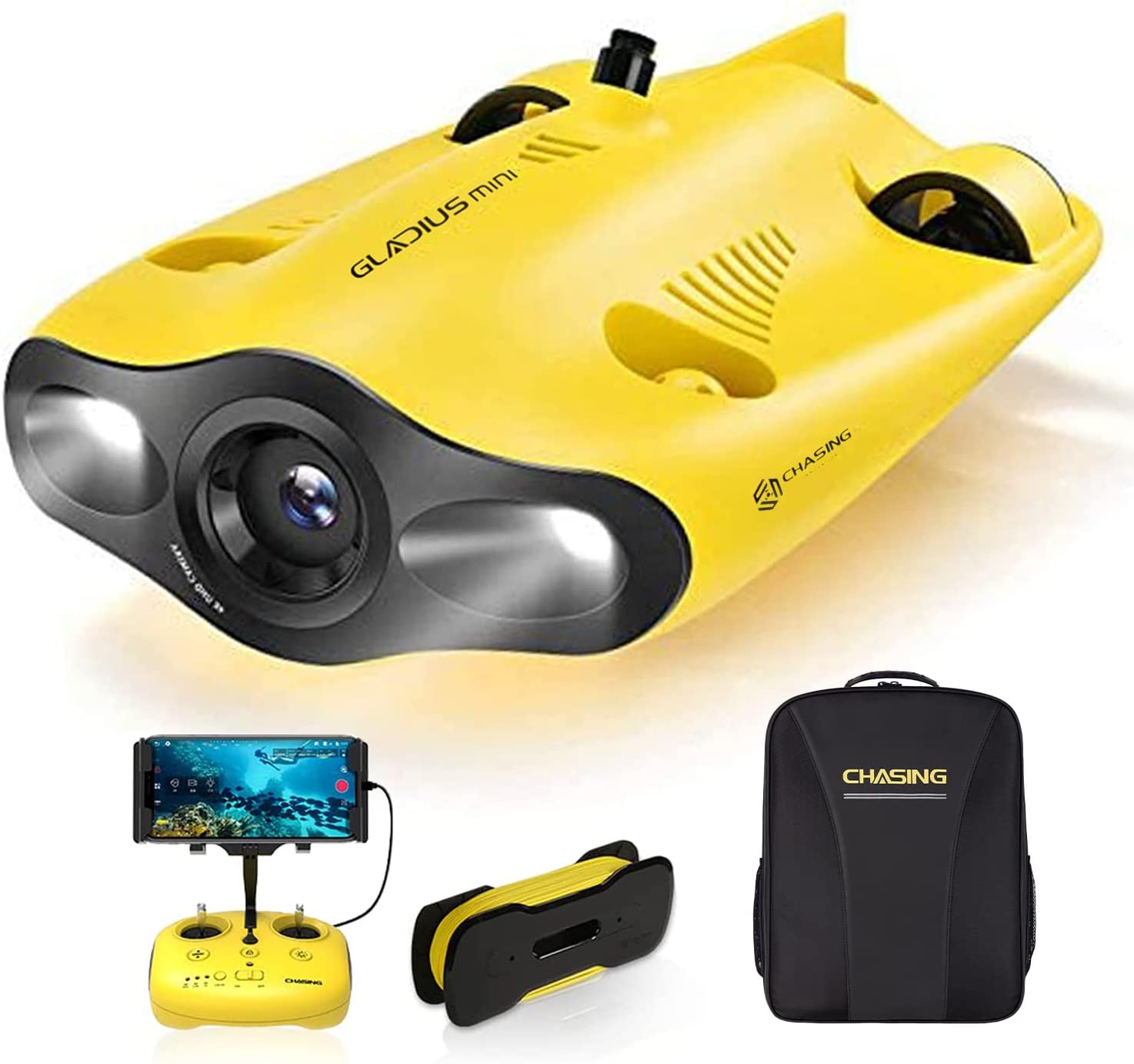 MINI Underwater Drone, 4K 1080P 12MP UHD Underwater Camera, Remote and APP Remote Control, Adjustable Attitude ±45°, Dive to 330ft