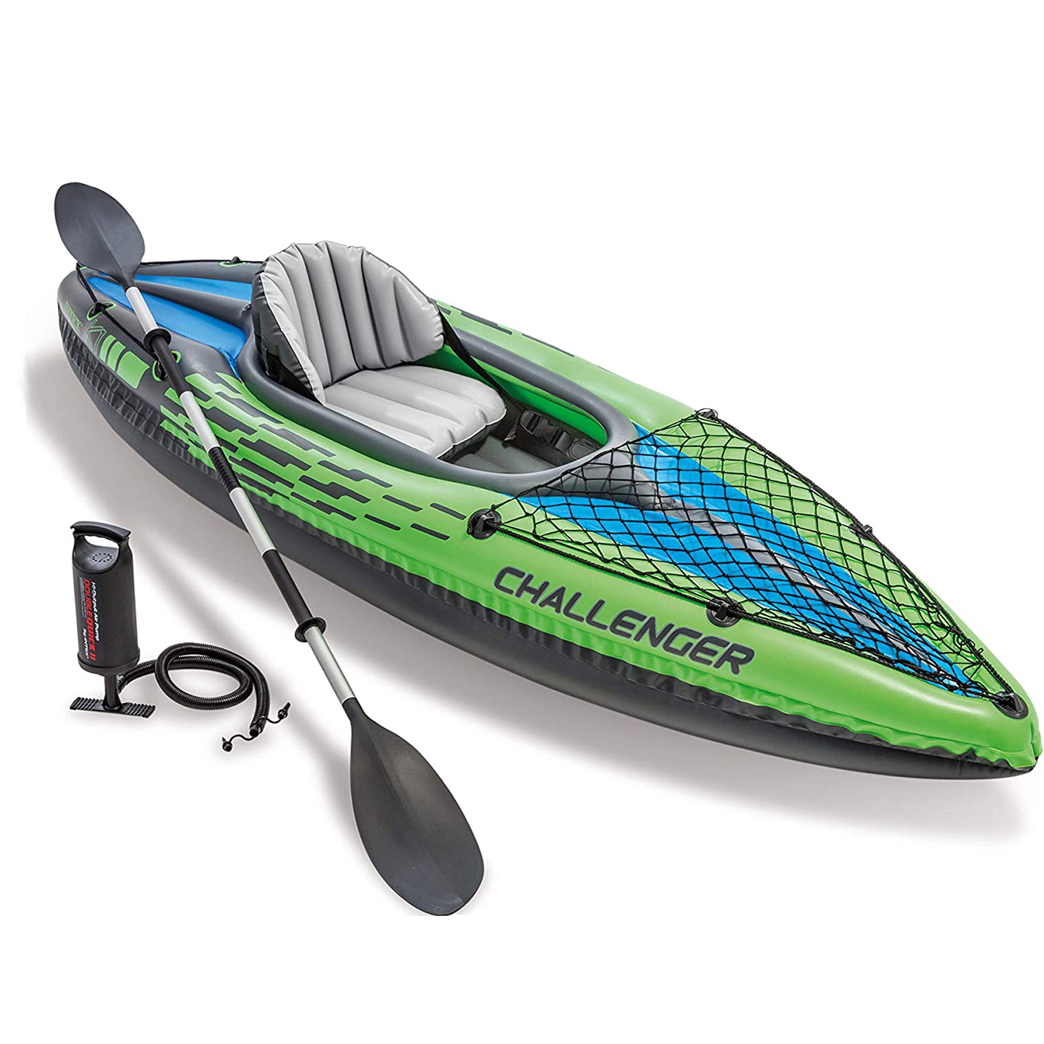 KuoRui 1-Person Inflatable Kayak Set with Aluminum Oars, Manual and Electric Pumps…